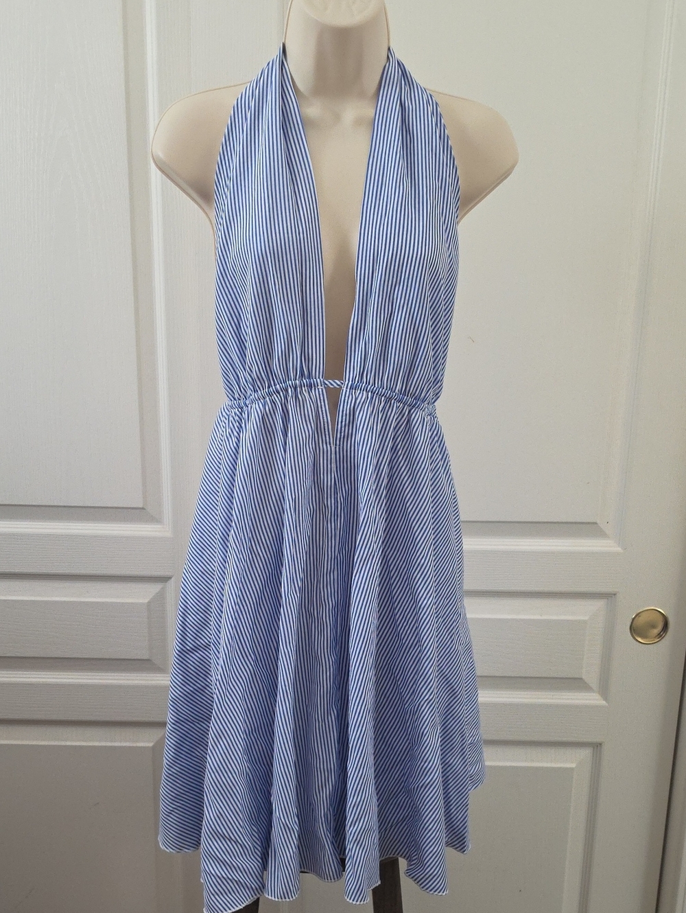 Cupshe | Beachside Dream Striped Mini Dress Blue/White Size L - Picture 3 of 13